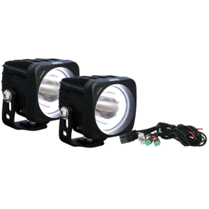 Vision X Optimus square halo black 1 10w led emark approved 15° narrow 2 light kit